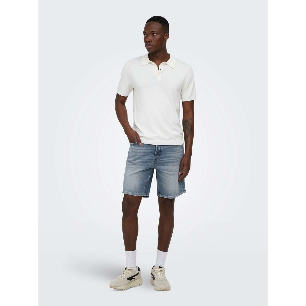 ONLY & SONS MEN΄S REGULAR FIT COTTON EDGE DENIM SHORTS LIGHT BLUE DENIM 22036966